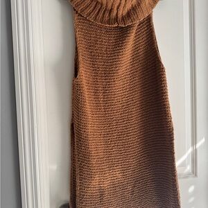 Free People Sleeveless Cowl Neck Sweater Dress in Chestnut Brown